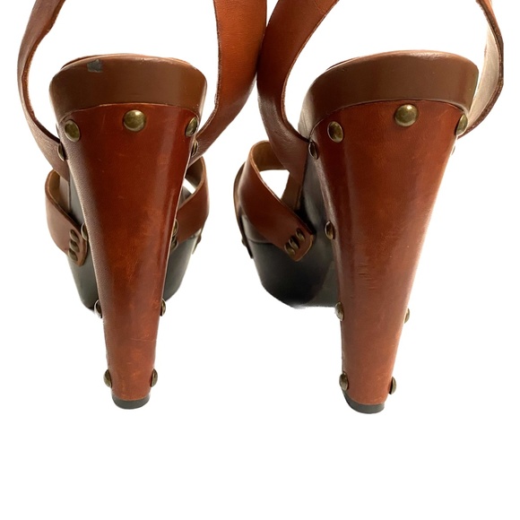 Guess Brown Leather Heeled Sandals - Picture 4 of 8
